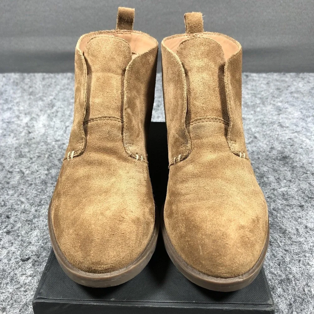 Franco Sarto Isolde Ankle Booties Womens 7.5 M Brown Suede Pull On Flat Casual